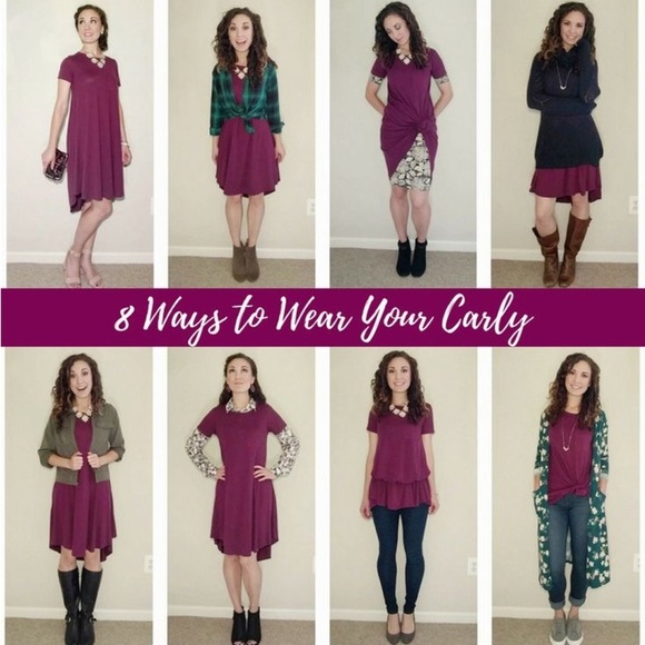 Lularoe Carly dress - Black with Cream and dark Green flowers and leaves - Small - Picture 3 of 6